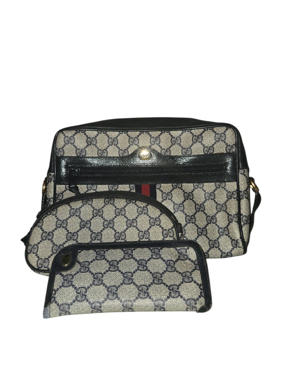 Gucci GG Supreme Vintage 3-Piece Set Navy Monogram